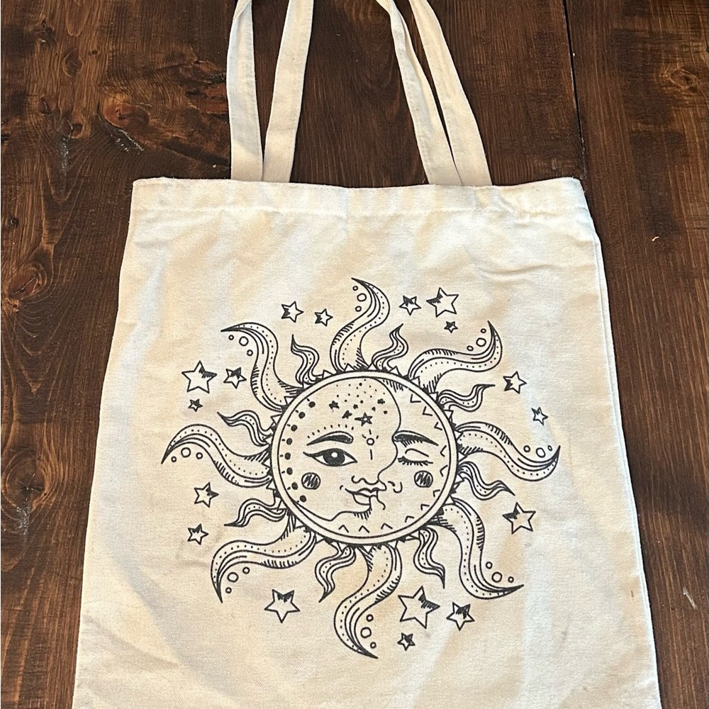 Sun and Moon Canvas Tote Bag - Cream
